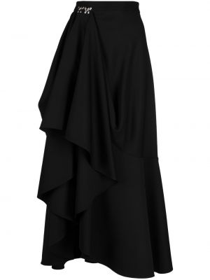 Ασύμμετρη μάλλινη φούστα ντραπέ Alexander Mcqueen μαύρο