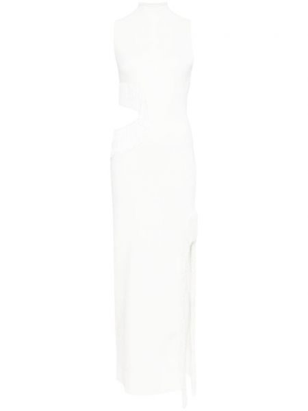Asimetrična ravna haljina s biserima Galvan London bijela