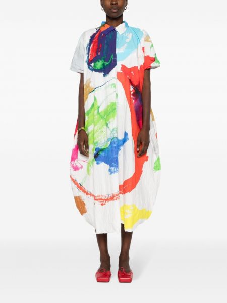 Midi šaty s potiskem s abstraktním vzorem Daniela Gregis bílé