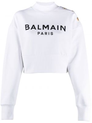 Sweatshirt aus baumwoll mit print Balmain weiß