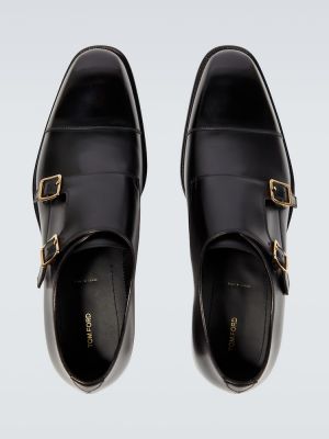 Кожени обувки монк Tom Ford черно