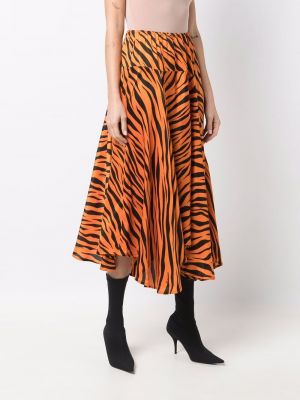 Hedvábné midi sukně s potiskem s tygřím vzorem Balenciaga