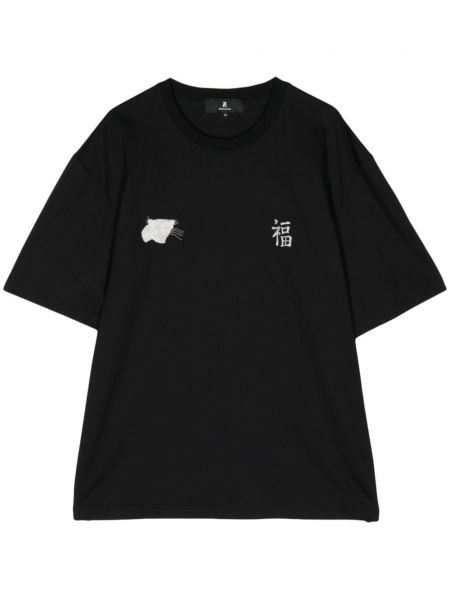 Medvilninis siuvinėtas marškinėliai Anrealage juoda