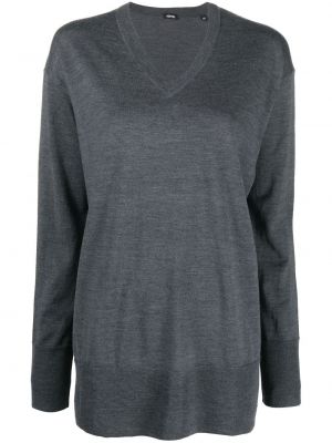Vlněný svetr s výstřihem do v Aspesi šedý