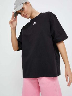 Tricou din bumbac cu croială lejeră Adidas negru