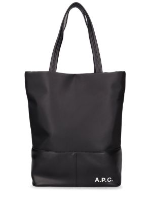 Kožená nákupná taška z ekologickej kože A.p.c. čierna