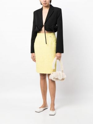 Tvídové midi sukně Chanel Pre-owned žluté