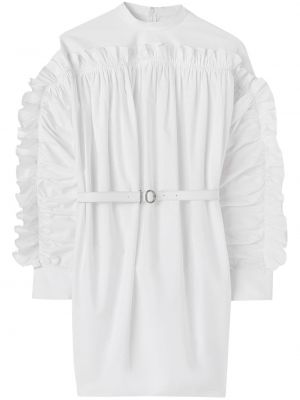 Памучна рокля с волани Jil Sander бяло