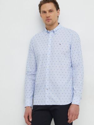 Bavlněná slim fit košile s knoflíky Tommy Hilfiger modrá