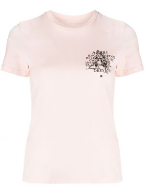 Памучна тениска с принт Amiri розово