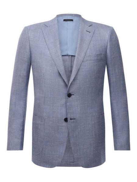 Шелковый шерстяной пиджак Brioni голубой