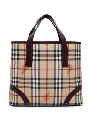 Καρό τσάντα shopper με σχέδιο Burberry Pre-owned καφέ