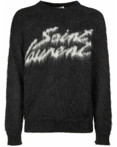 Moherowy sweter Saint Laurent czarny