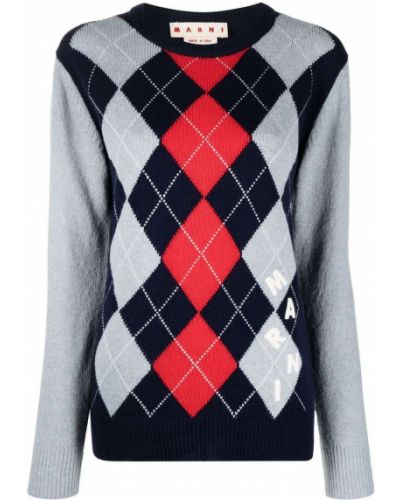 Аргайл кариран вълнен пуловер Marni
