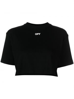 Raštuotas medvilninis raštuotas marškinėliai Off-white juoda