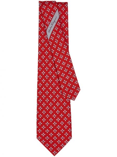 Svilena kravata s potiskom Ferragamo rdeča