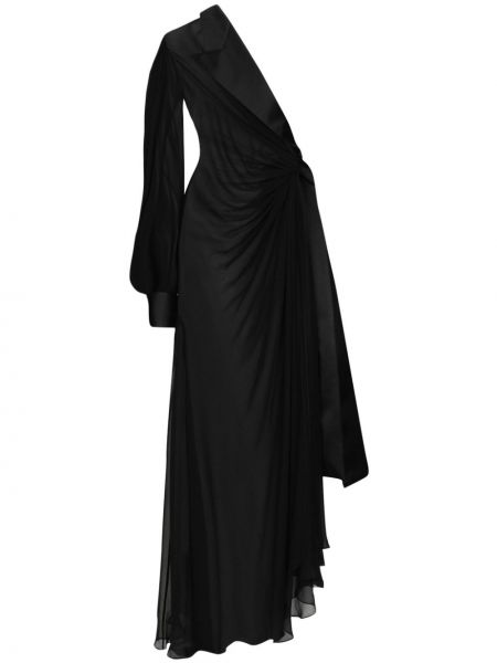 Μεταξωτή βραδινό φόρεμα Dolce & Gabbana Μαύρο