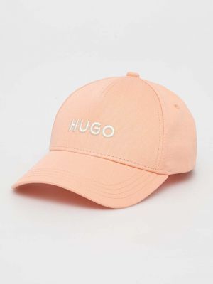 Șapcă din bumbac Hugo portocaliu