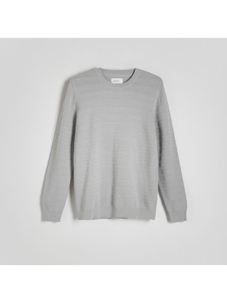 Pruhovaný bavlněný svetr Reserved šedý