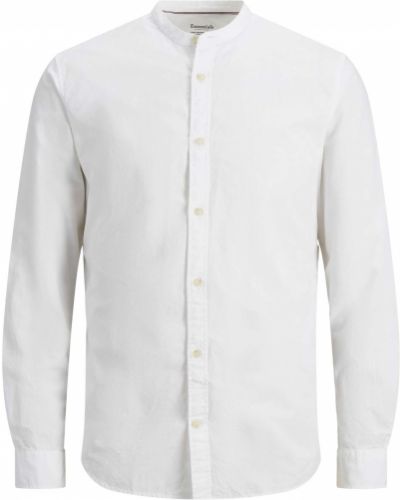 Jednofarebná bavlnená ľanová košeľa Jack & Jones - biela