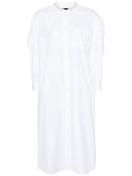 Sukienka z perełkami bawełniana Simone Rocha biała