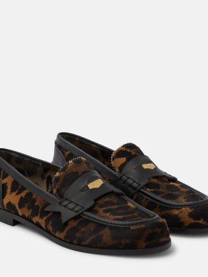 Leopardimustriga mustriline loafer-kingad Christian Louboutin pruun
