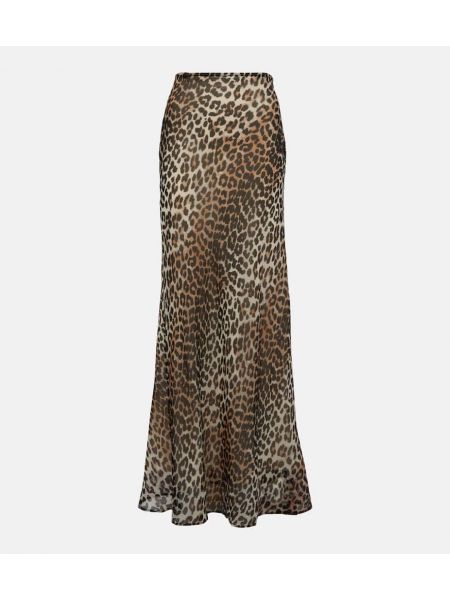 Leopard trykt chiffong maxi skjørt Ganni