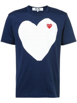 Raštuotas marškinėliai su širdelėmis Comme Des Garçons Play mėlyna