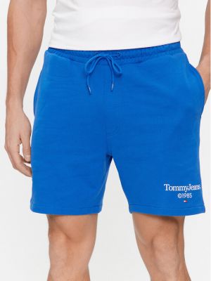 Pantaloni scurți de sport din bumbac Tommy Jeans albastru