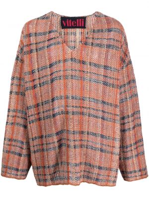 Pleten pulover z v-izrezom Vitelli oranžna
