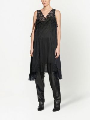 Sukienka koktajlowa bez rękawów asymetryczna koronkowa Balenciaga czarna