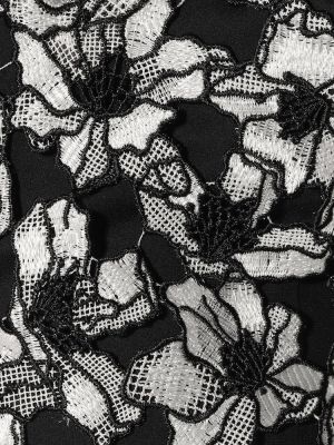 Sukienka midi w kwiatki koronkowa Monique Lhuillier czarna