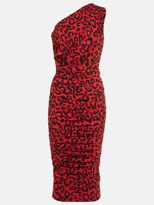 Džerzej midi šaty s leopardím vzorom Dolce&gabbana červená
