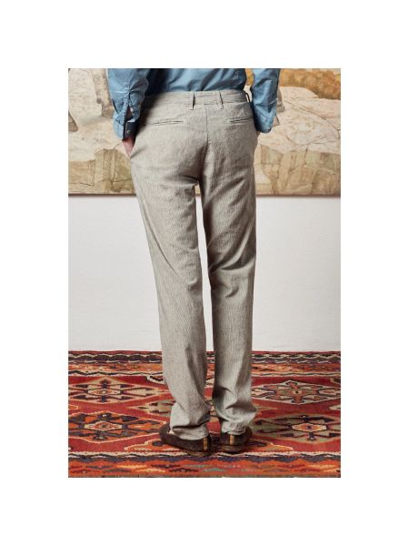 Pantalones chinos de lino de algodón Massimo Alba beige
