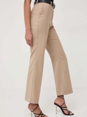 Jednobarevné kalhoty s vysokým pasem Ivy Oak béžové