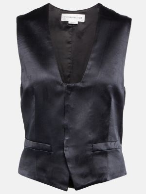 Saténová vesta Victoria Beckham čierna