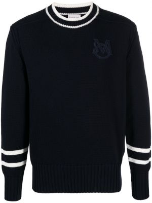 Плетен пуловер Moncler синьо