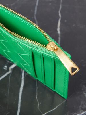 Кожаный кошелек Bottega Veneta зеленый