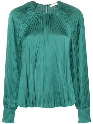 Плисирана сатенена блуза Ulla Johnson зелено
