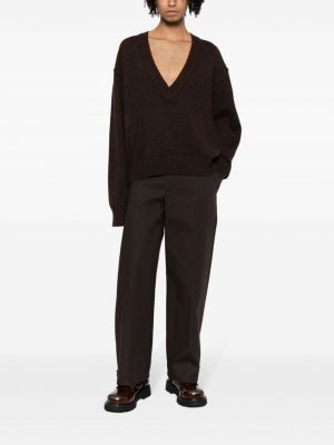 Kašmira džemperis ar v veida izgriezumu Ziggy Chen brūns