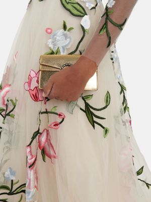 Haftowana sukienka długa w kwiatki Monique Lhuillier