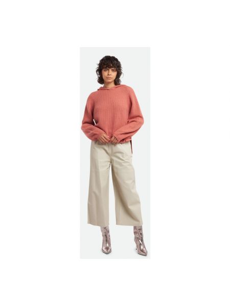 Pantalones de cintura alta de cuero de cuero sintético Pinko beige