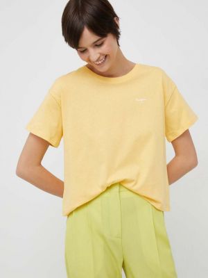Памучна тениска Pepe Jeans жълто