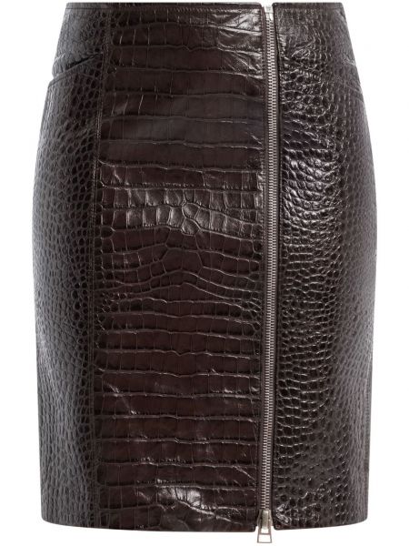Kožená sukně Tom Ford hnědé