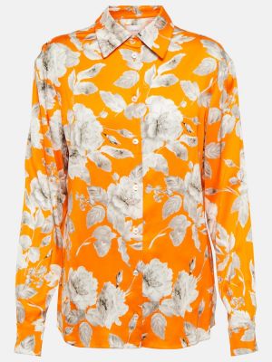 Bluză din satin cu model floral Erdem portocaliu
