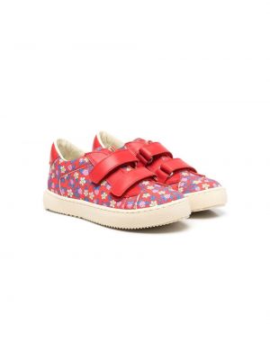 Sneakers con velcro a fiori Pèpè rosso