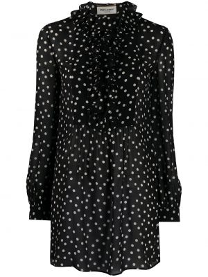 Mini vestido con lunares con estampado Saint Laurent negro