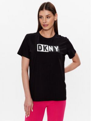 Klasické bavlnené priliehavé športové tričko Dkny Sport - čierna