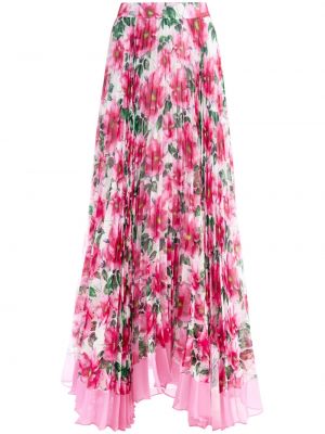 Květinové plisovaná sukně z polyesteru Alice + Olivia - růžová