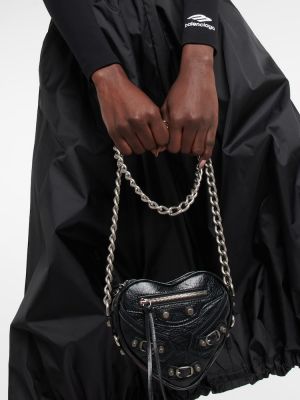Kožená kožená kabelka so srdiečkami Balenciaga čierna